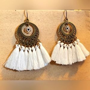White Evil Eye Earrings